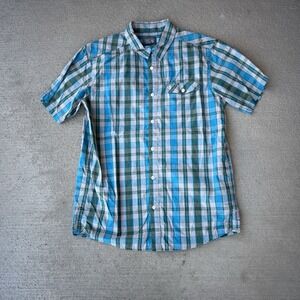 Mountain Hardwear Shirt Mens Green Blue Plaid Tartan Outdoor Preppy M